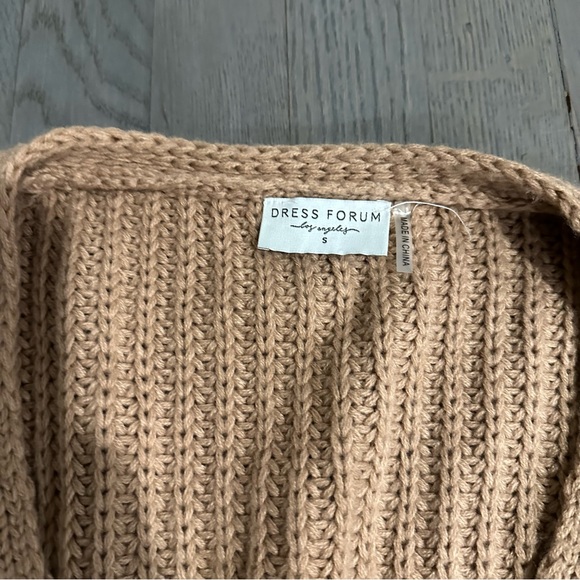 Dress Forum Los Angeles Camel Knit Button Down Cardigan Sweater - Picture 7 of 8